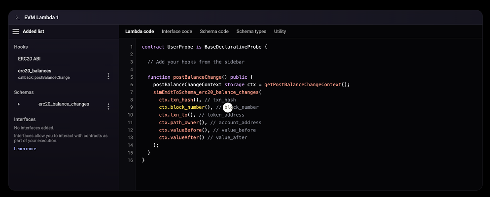 Lambda code editor